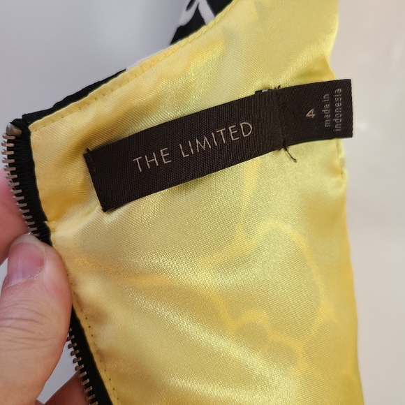The Limited Black Floral Dress, Yellow Belt, 4 - Picture 8 of 10